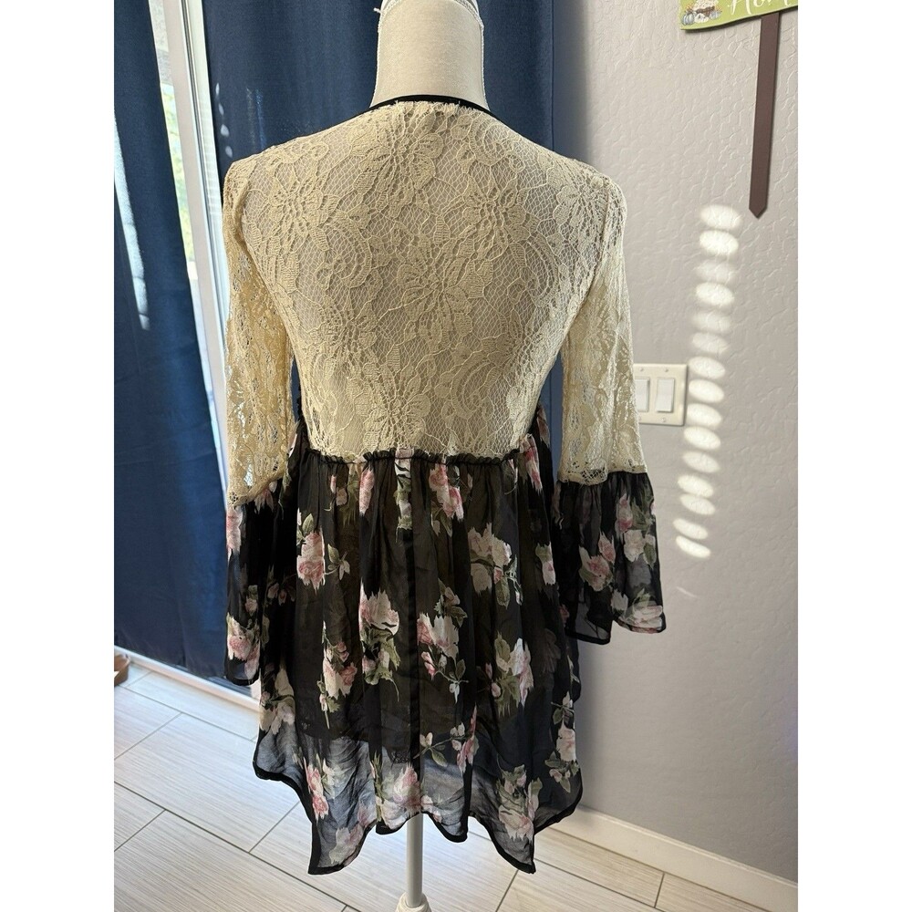 RYU Vintage Y2K Women's Sheer Lace Trim Fairy Grunge Coquette Shirt Top sz. S - Picture 7 of 8